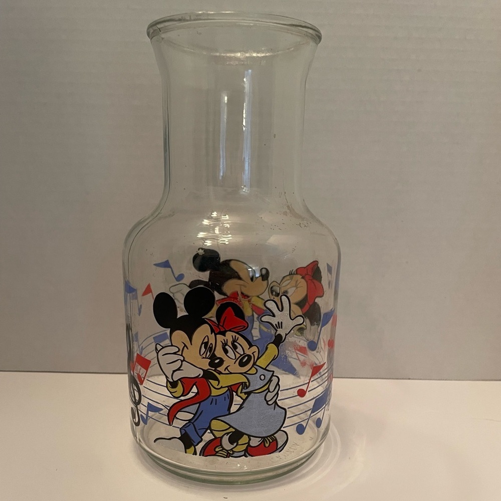 Vintage Disney pitcher glass 90's blue Mickey rare collectable carafe serving - Picture 1 of 2